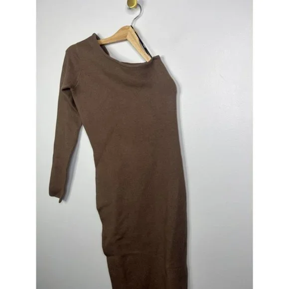 Monrow Super Soft One Shoulder Midi Dress Women's Dusty Cocoa Size: XS NWOT - Picture 3 of 9